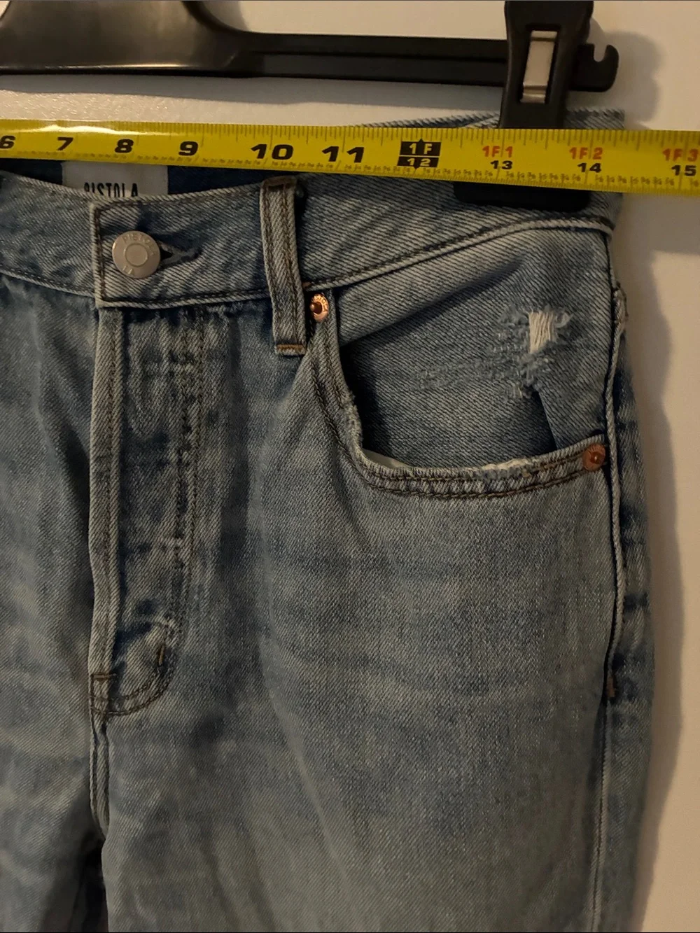 Pistola Cassie Raw Hem Light Wash Straight Leg Jeans